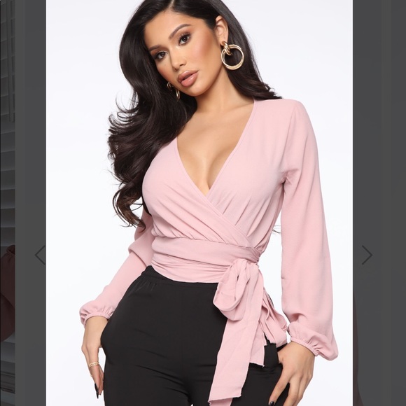 🌸 Pink Crepe Wrap Blouse 🌷 - Picture 1 of 7
